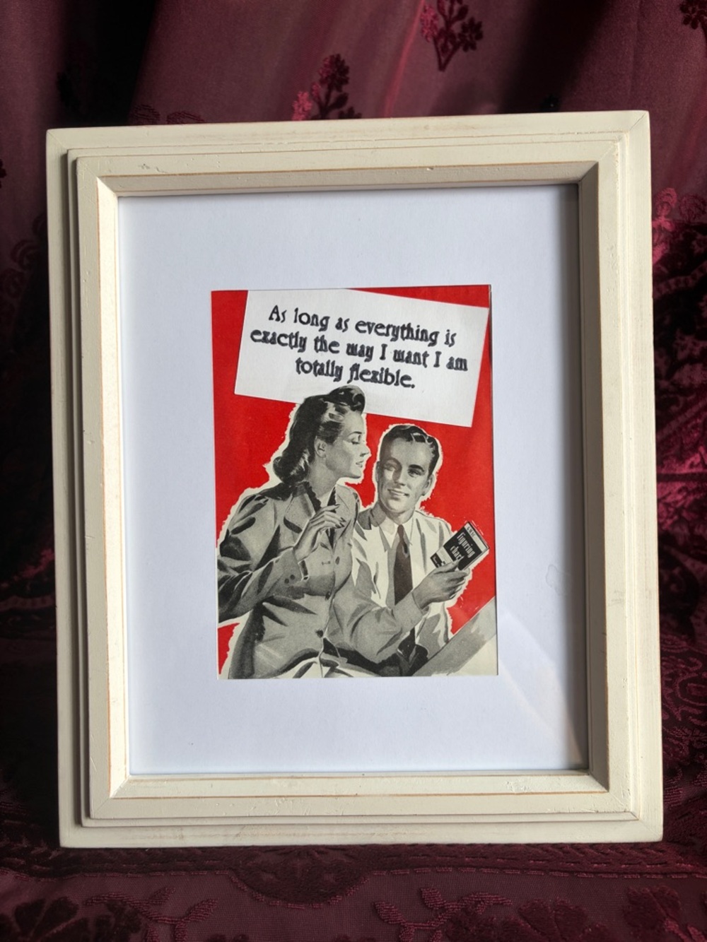 Vintage Framed Retro Sassy Quote Art Print Red & Cream
